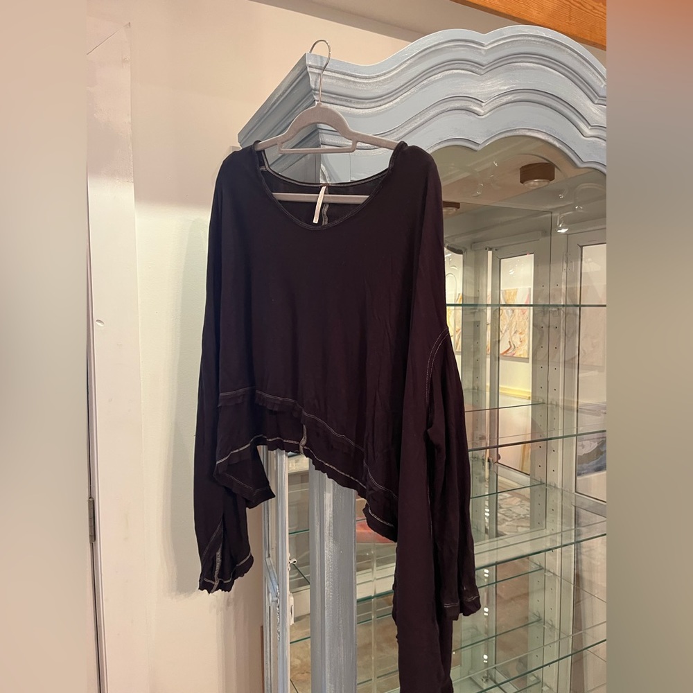 Free people brown crop flowy top